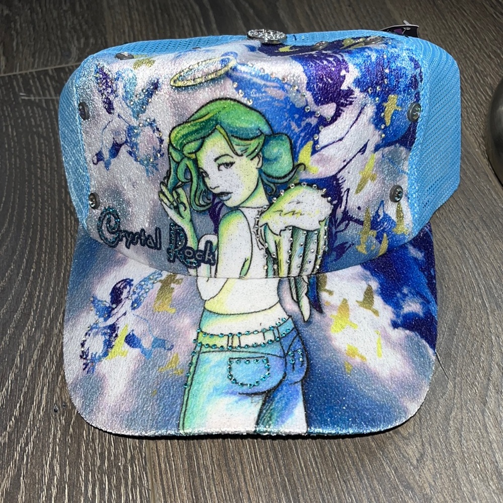 Crystal rock angel baseball cap